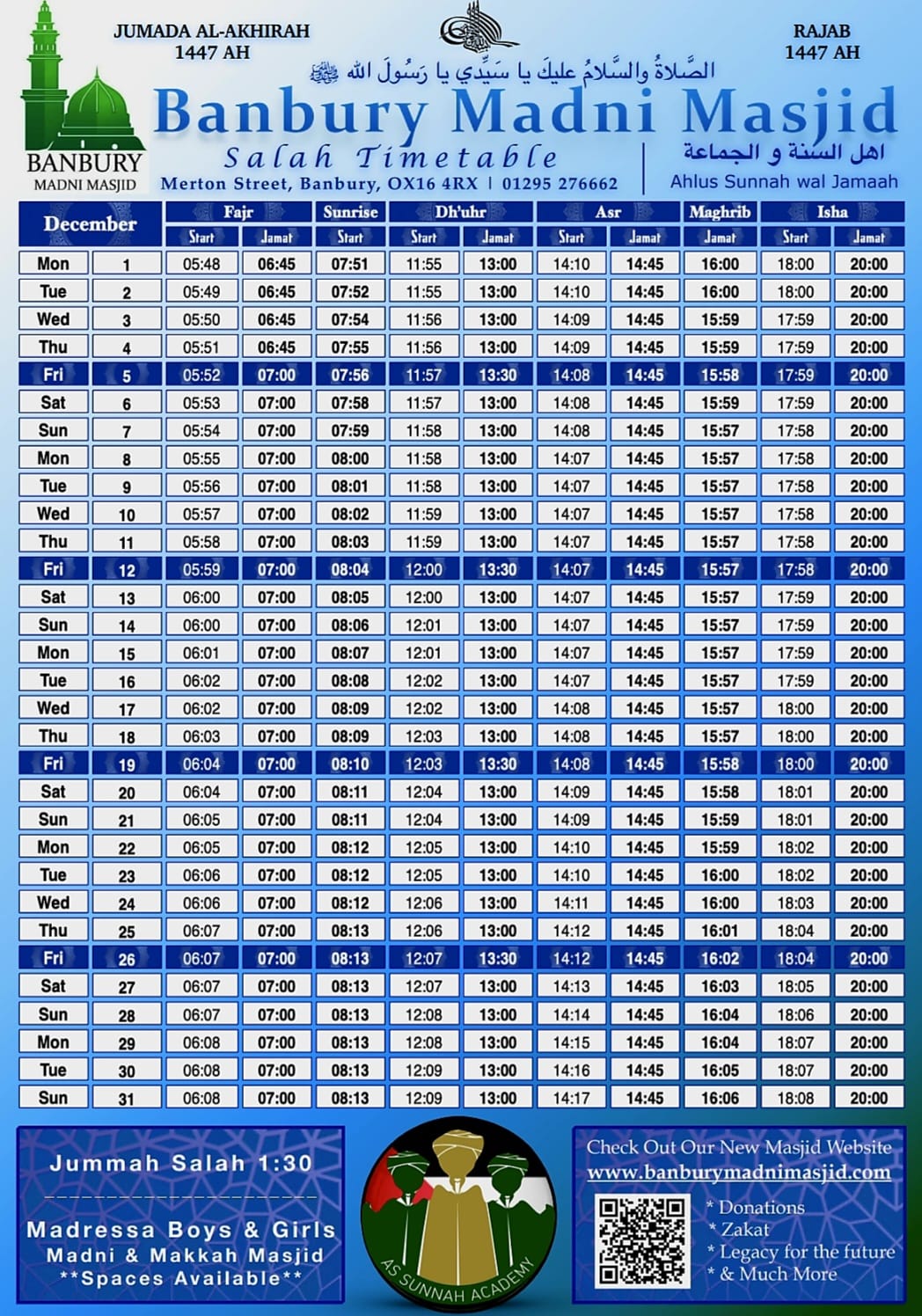 november-timetable-madni