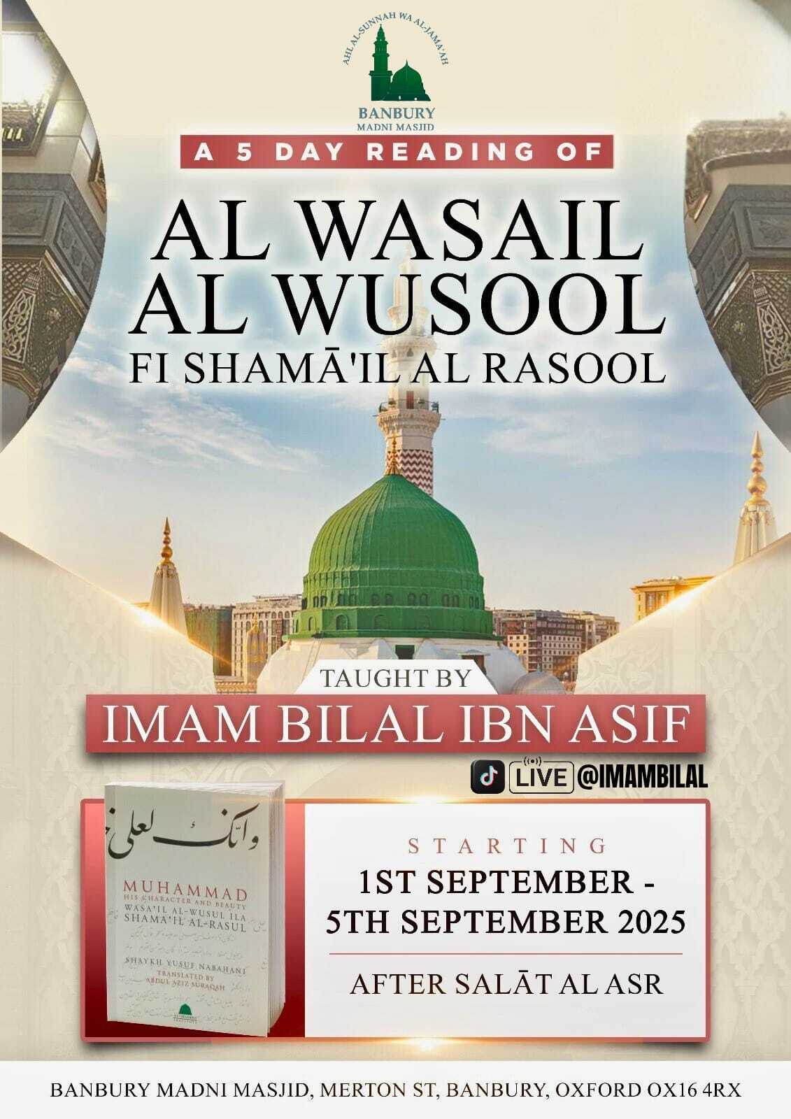 Al Wasail Al Wusool 2025 Banbury Madni Masjid
