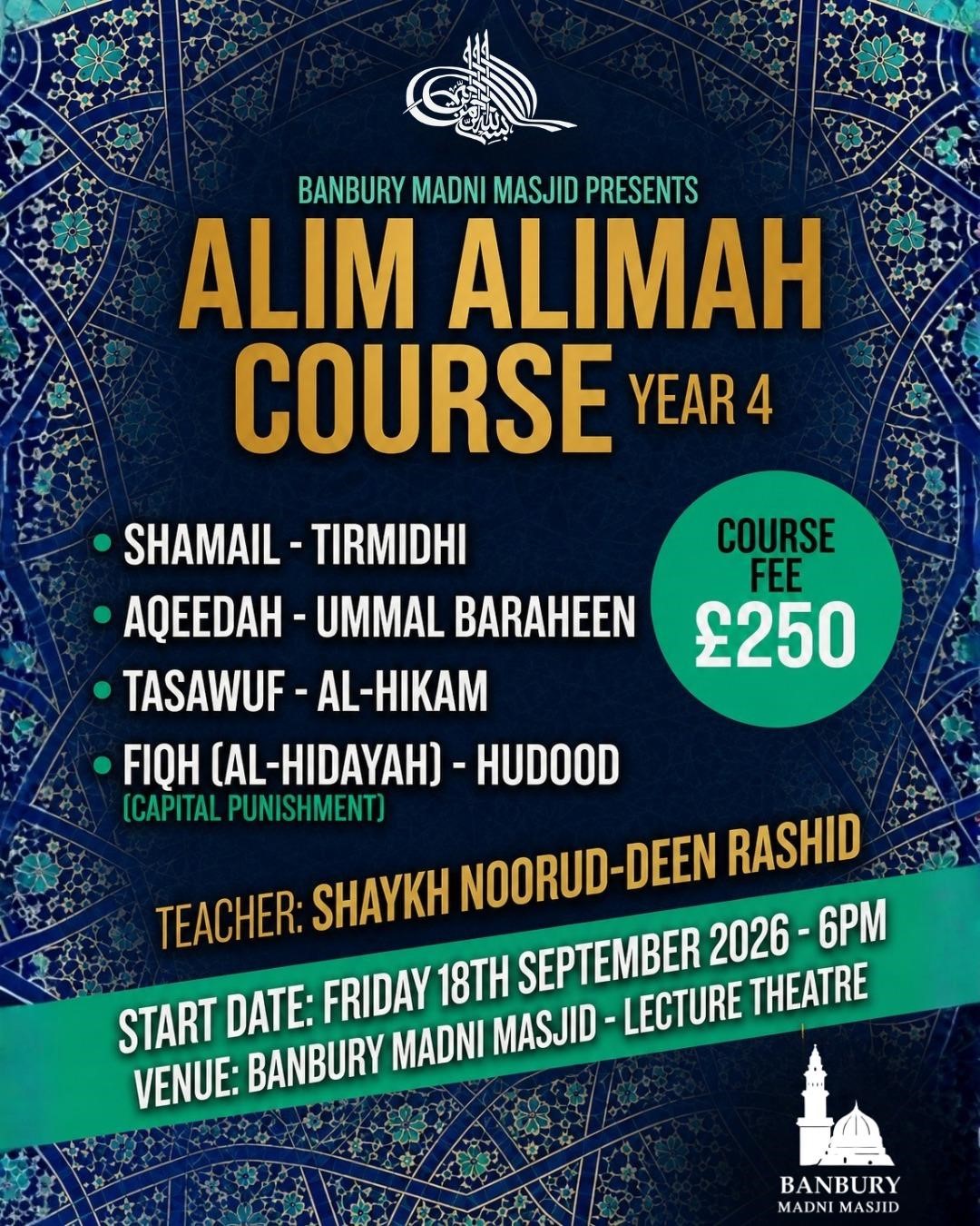 Alim / Alimah Course – Year 4 | Banbury Madni Masjid