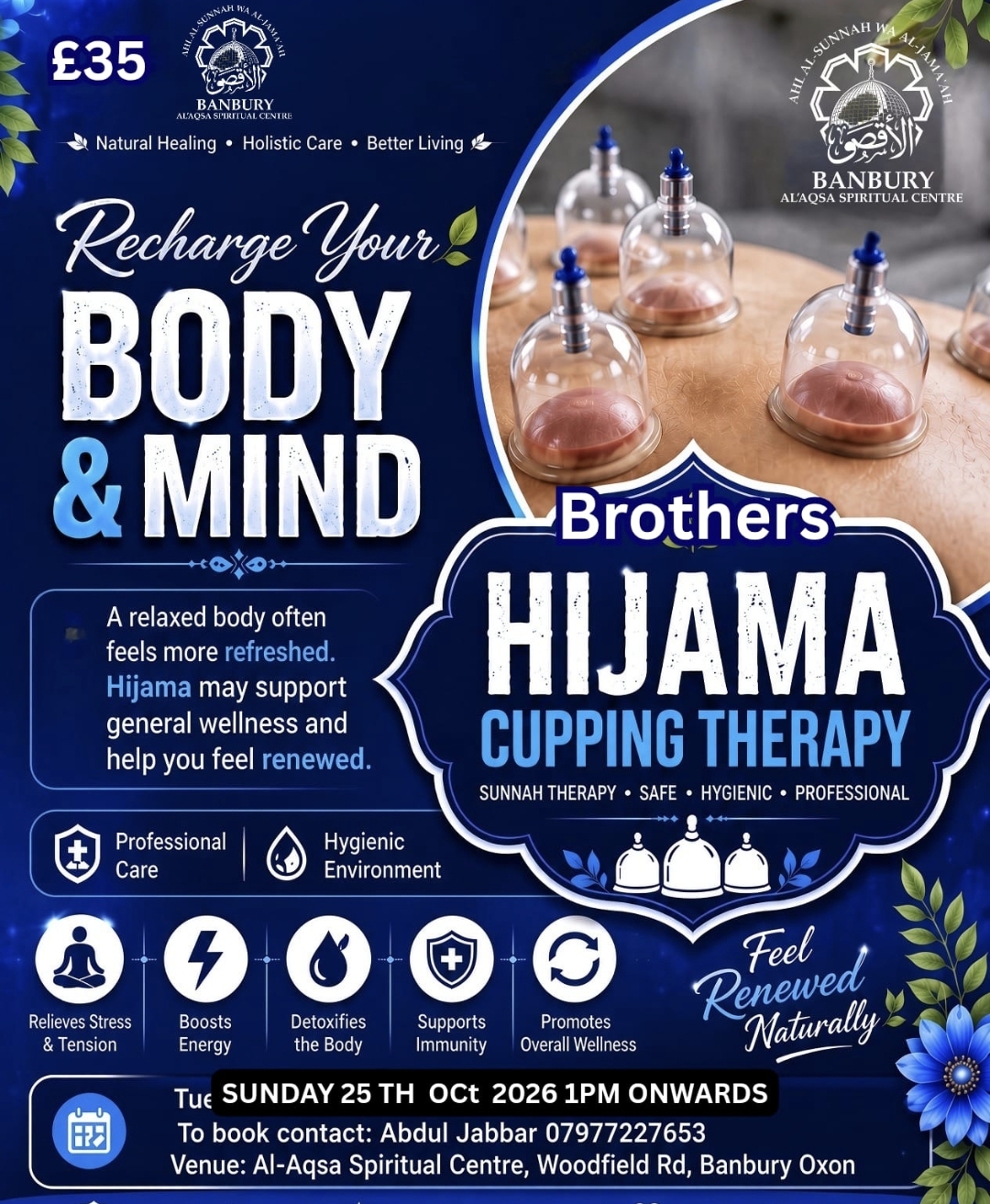  Hijama Cupping Therapy for Brothers in Banbury | BMM Event