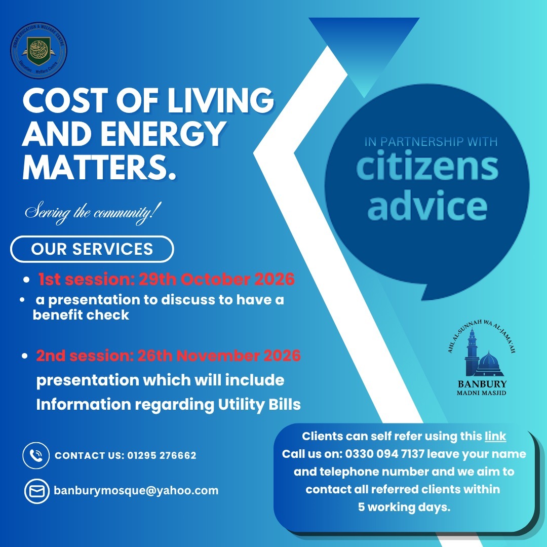 Cost of Living & Energy Support | Banbury Madni Masjid