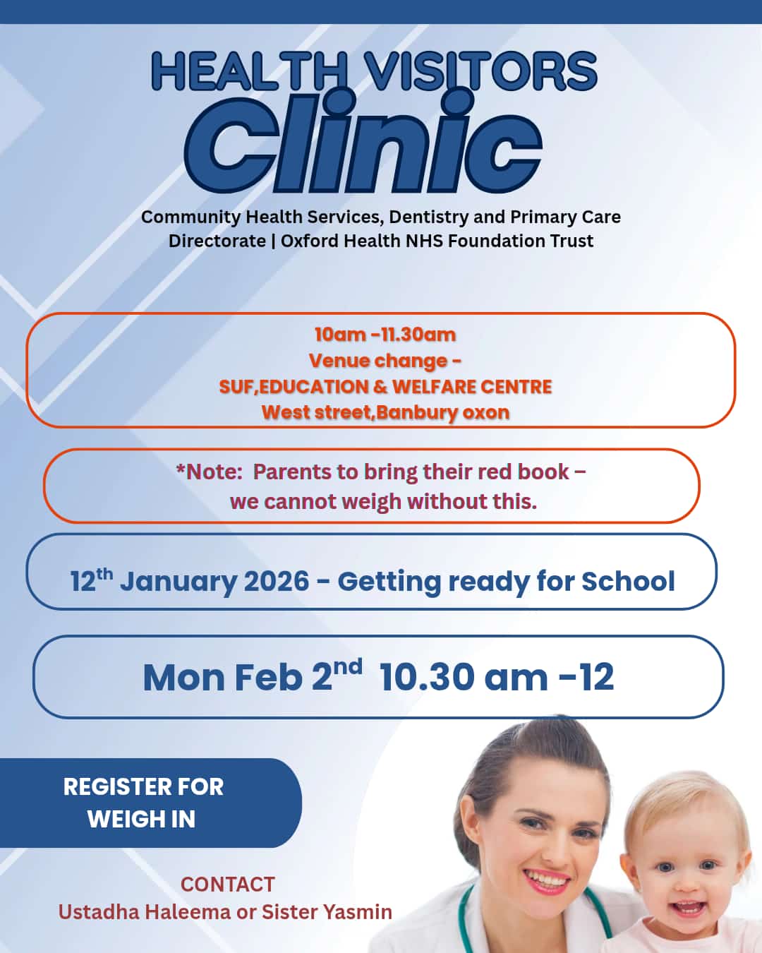 Health Visitors Clinic – Parent & Child Support