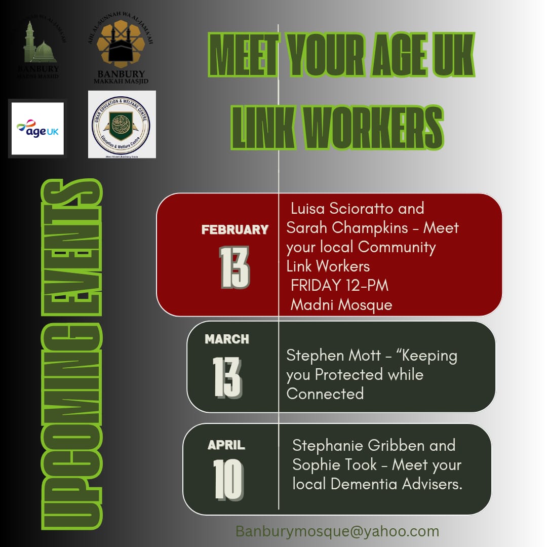 Monthly Workshops 2025-2026 Banbury Madni Masjid