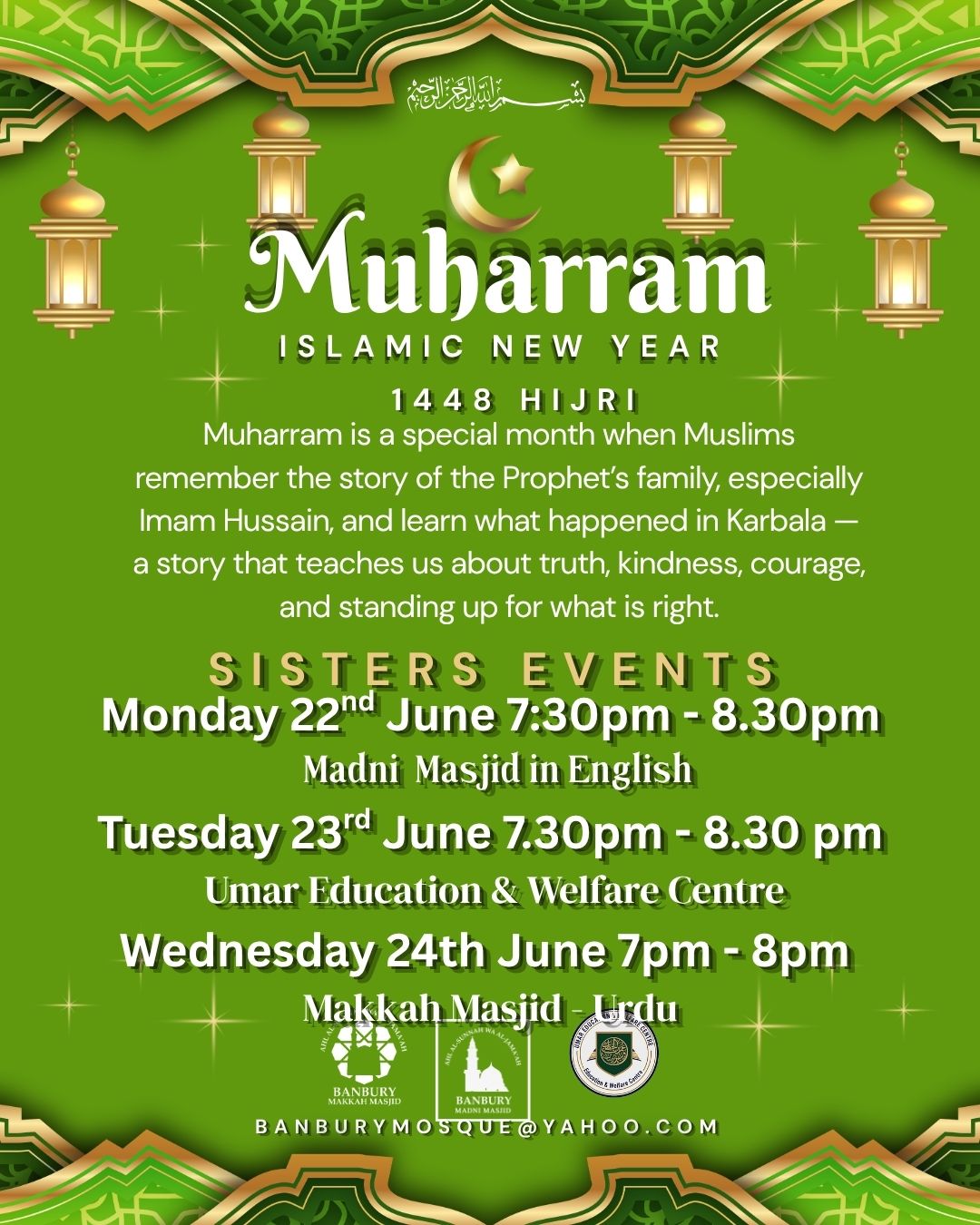 Muharram Islamic New Year 1448 Hijri | Sisters Events Banbury