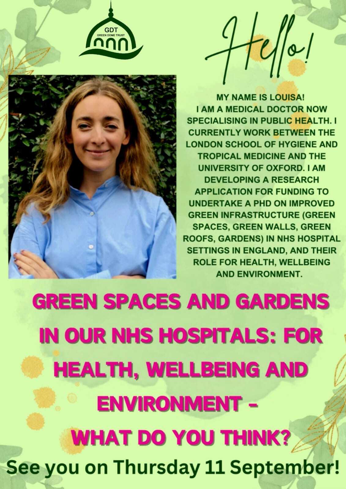 Green spaces and gardens in NHS hospitals – community discussion with Dr. Louisa