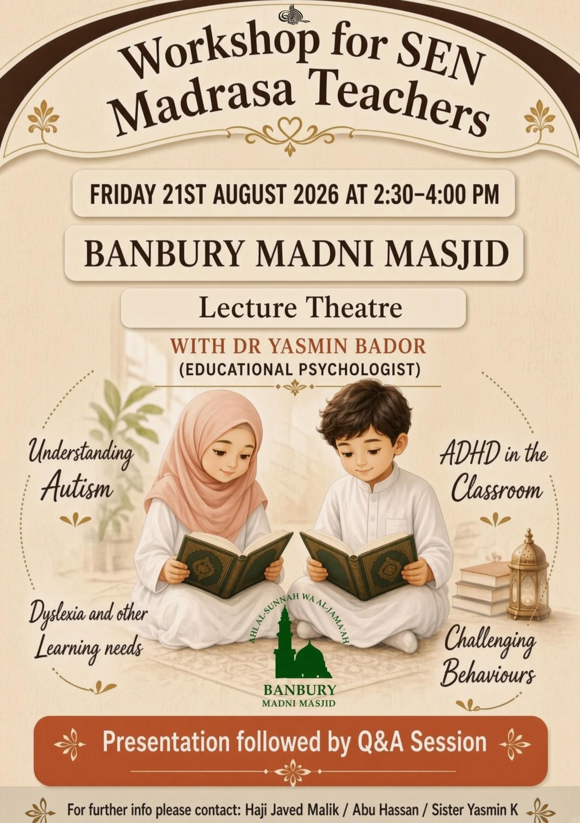 Workshop for SEN Madrasa Teachers at Banbury Madni Masjid