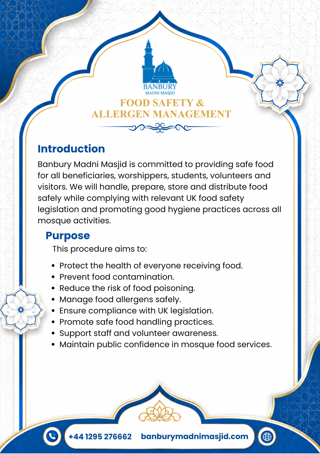 Food Safety & Allergen Management Policy Page 1