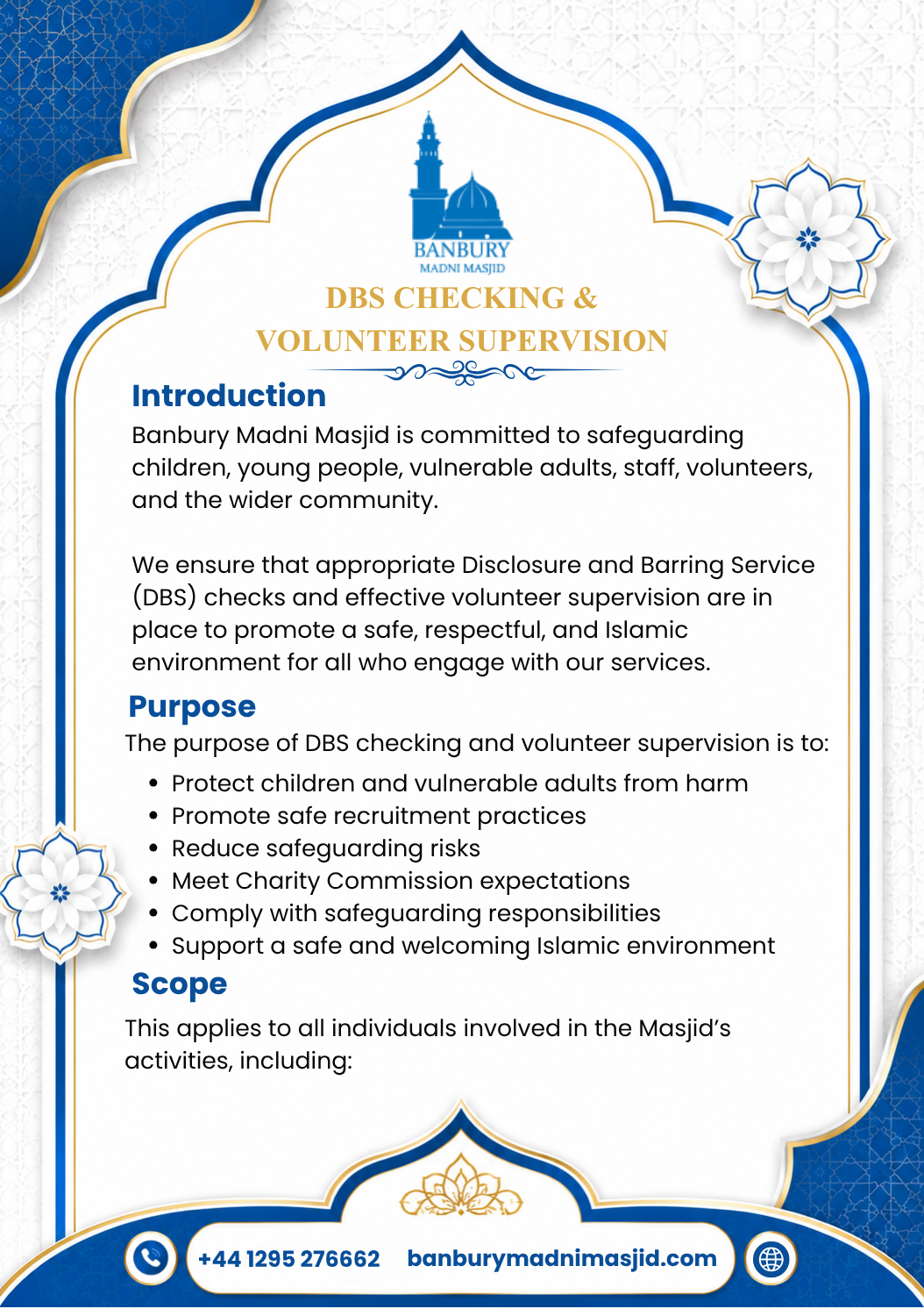 DBS Checking & Volunteer Supervision Policy Page 1