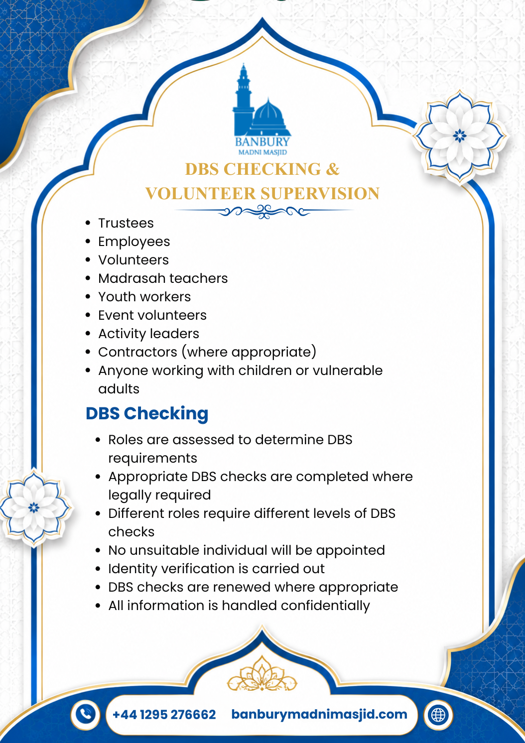 DBS Checking & Volunteer Supervision Policy Page 2