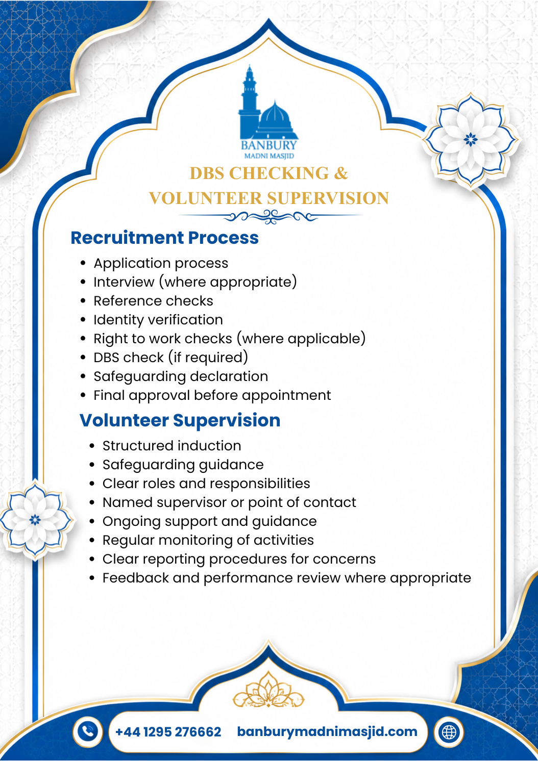 DBS Checking & Volunteer Supervision Policy Page 3